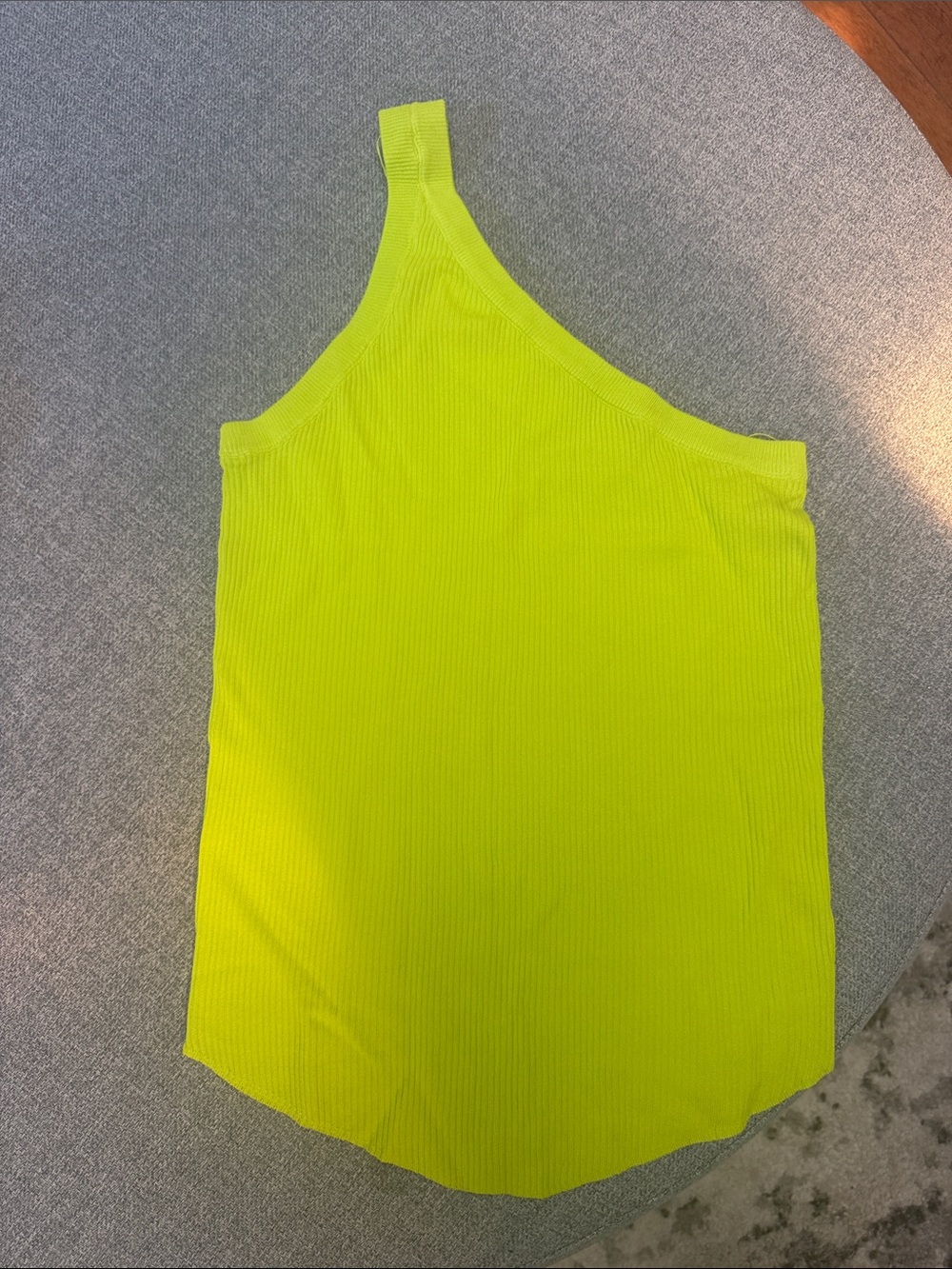 Zara Neon Lime One-Shoulder Ribbed Tank
